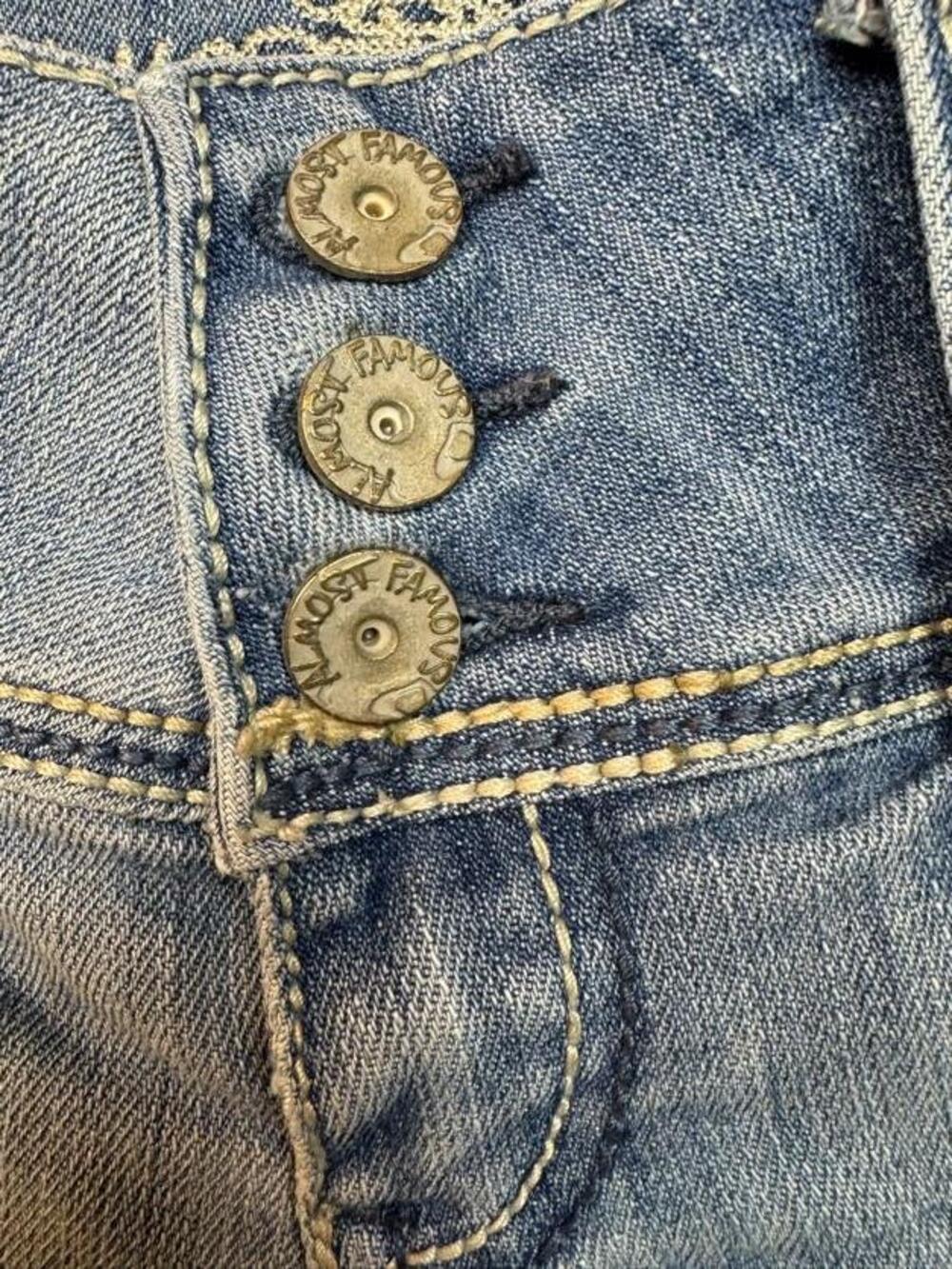Rewind Shorts Juniors 15 Blue Denim Cutoff Distressed Frayed Hem Zip Pocket